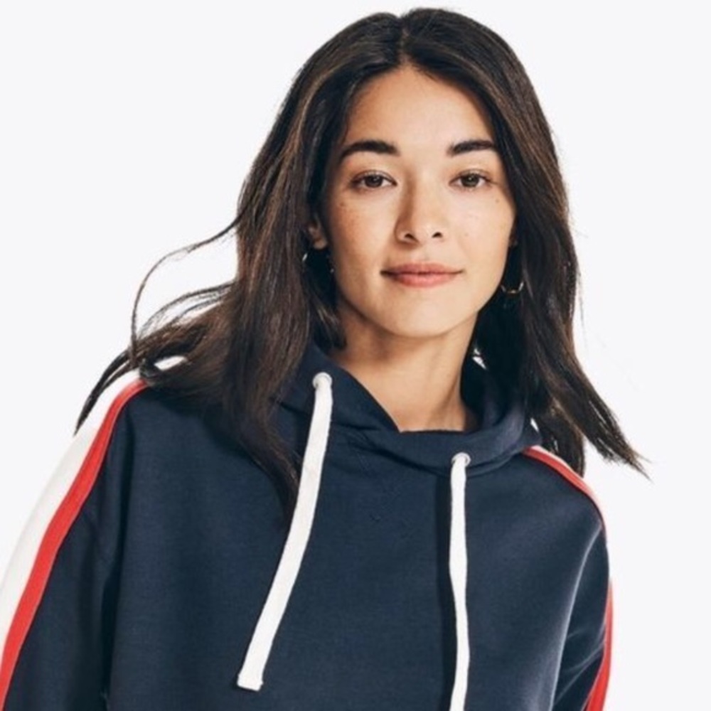 Nautica Navy Seas Color block Hoodie Women’s Size XSmall NWT